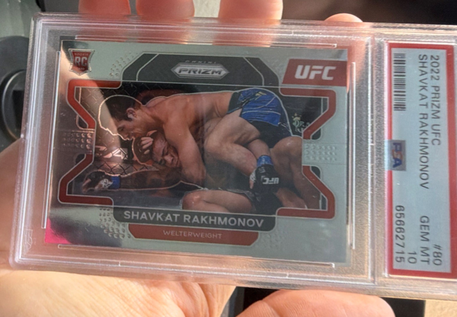 Panini 2022 Prizm UFC Shavkat Rakhmonov Rookie #80 PSA 10 MMA Card