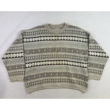 Vintage Woolrich Sweater Geometric Cottage Wool Womens XL Made in USA *FLAWS*