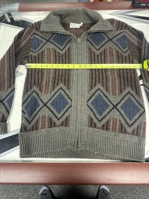 Clipper Mist Men's L Zip Up Sweater  Cardigan USA Vintage Jacket Multicolor