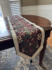 Christmas Star Kohls 13x72 Decorative Table Runner Holiday Poinsettias Red Gold