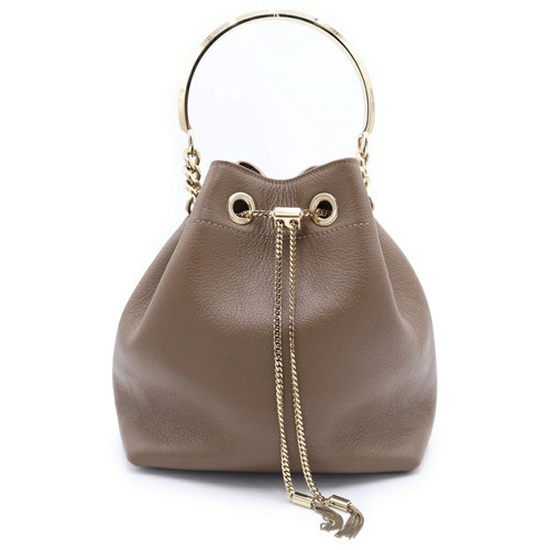 Jimmy Choo S BON BUCKET Gold hardware Shoulder Bag strap 2WAY leather