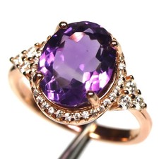 925 Sterling Silver 9 x 11 mm. Purple Amethyst Cubic Zirconia Ring Size 6.75