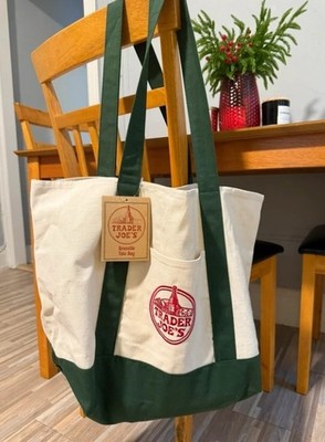 Trader Joe s Tote Bag Stofftasche Grün  Green Einkaufstasche Neu Viral