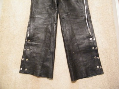 Motorcycle Leather Chaps P.I.D Genuine Paragon International Leather Of USA  XL 