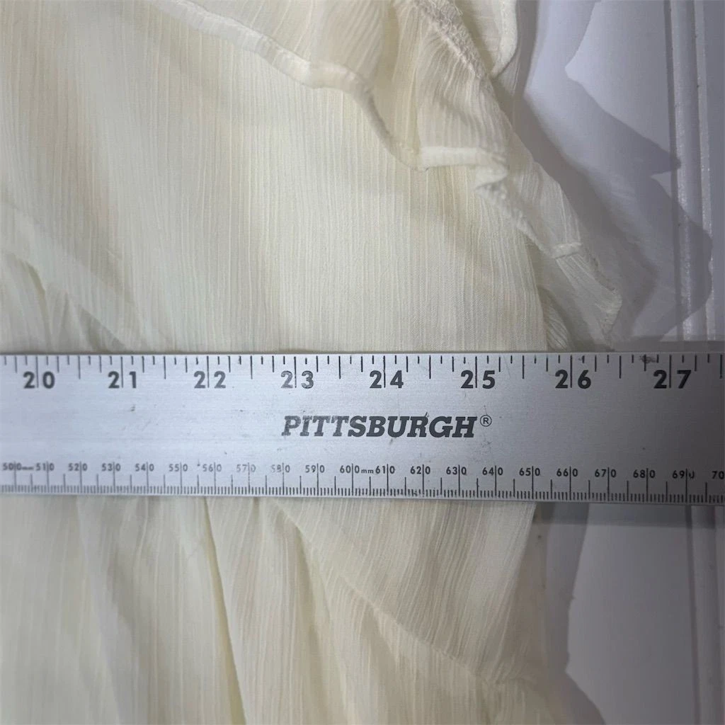 PALM ANGELS Abito tunica Hayden Los Angeles 3x babydoll panna boho cottagecore a strati con volant