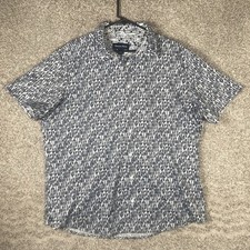 Mizzen Main Classic Fit XL Performance Shirt Short Sleeve Blue Geometric Button