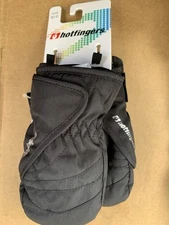 Hot Fingers Zip N’ Slide Tots Black Mittens Insulated Waterproof WindProof Sz S