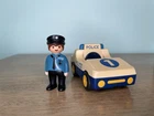 Vintage 1990 Playmobil Police Officer And Patrol Car Bendable Figure Toy