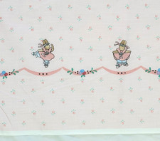 Vintage 1991 Daisy Kingdom Fabric Bunny Ballerina Pink Double Border 10 Yards