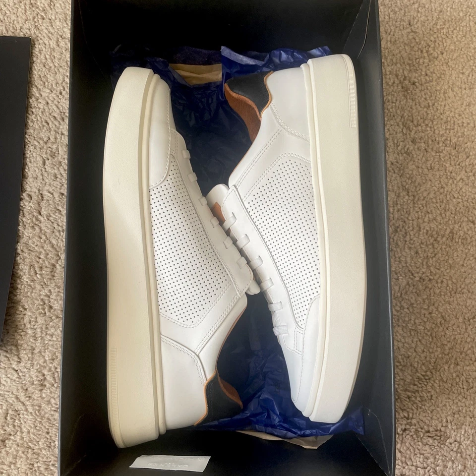 Allen Edmonds Oliver поскользнуться на эластичной кружева кроссовок белая кожа размер 9-совершенно новый  - Изображение 4 из 4