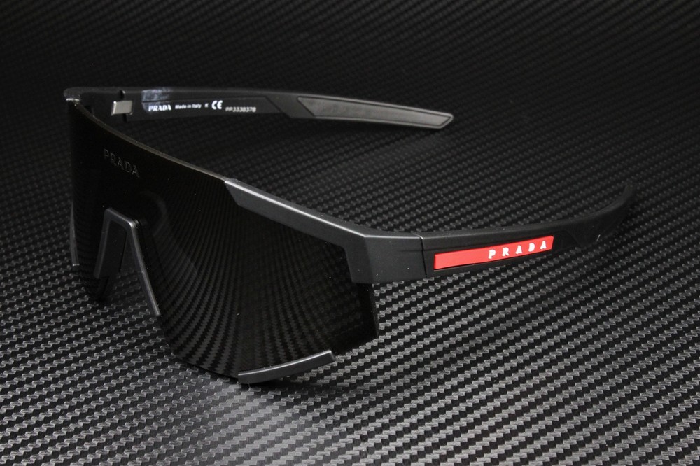 PRADA LINEA ROSSA PS 04WS DG006F Black Rubber Dark Grey 39 mm Men's Sunglasses