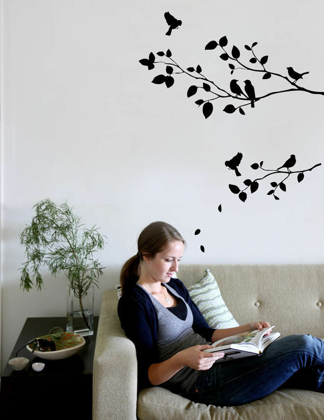 Birds on Tree Branches Wall Decal Removable Vinyl wall Art Sticker for ...