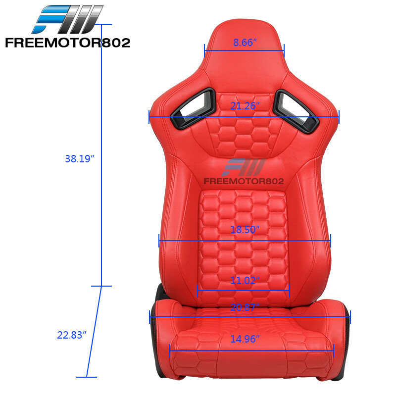 Adjustable Universal Racing Seat Honeycomb Red PU Leather & Dual