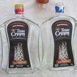 1L Empty Texas Crown Club Whisky Heavy Glass Liquor Bottle Curved Shape TwistTop