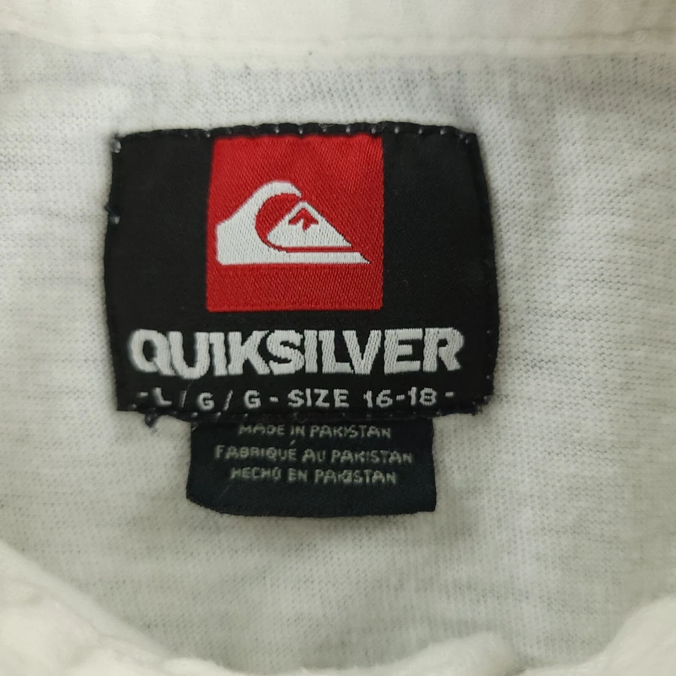 Quicksilver рубашка-поло для мальчиков большой 16 белый синий серый полоски серфинга открытый - Изображение 4 из 4