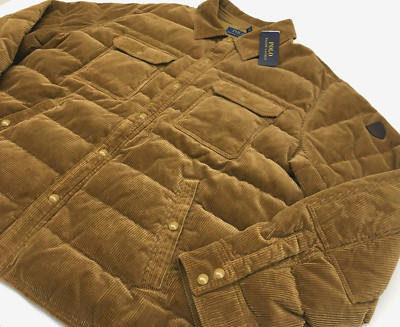 Polo Ralph Lauren B&T Camel Brown Corduroy 650 Down Shirt Jacket Parka Gentleman
