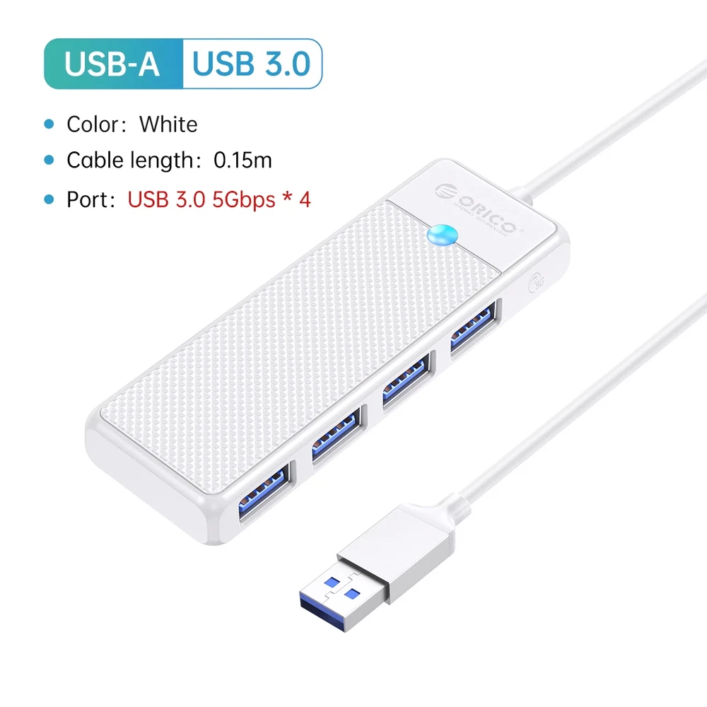 ORICO 4-Port USB 3.0 Type C Hub Slim Adapter Expansion Dock