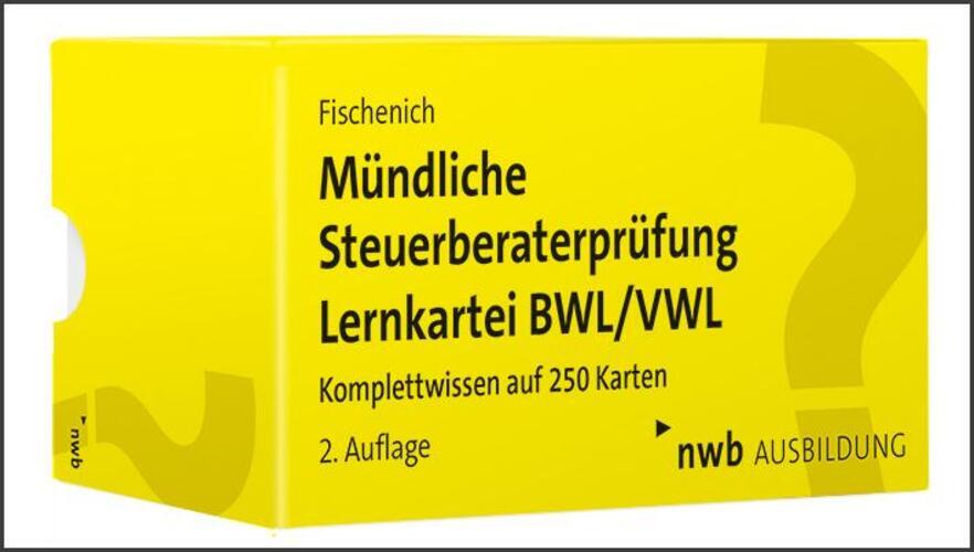 Thumbnail - Mündliche Steuerberaterprüfung Lernkartei Bwl/vwl | Hugo Fischenich |