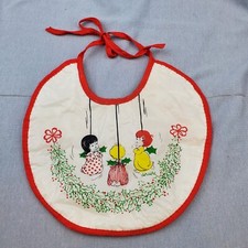   Dorable Christmas Angels Singing Baby Vinyl Bib Tie Back Vintage 1960's