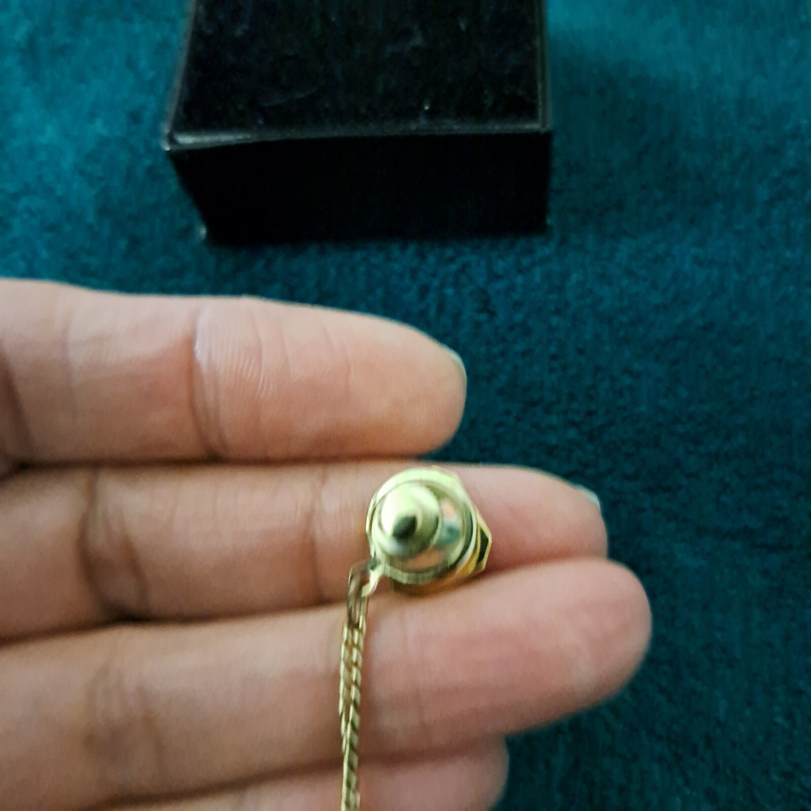 Pin Tie Tack With Chain Initial M  in Black  Goldtone Under $20