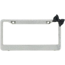 Clear 7 Rows Bling Diamond Crystal License Plate Frame With Corner Black Bow Tie Clear 7 Rows Bling Diamond Crystal License Plate Frame With Corner Black Bow Tie