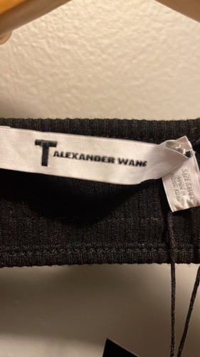 Alexander Wang T schwarzes Kleid kleiner gerippter Ausschnitt Neu mit Etikett - Bild 8 von 9