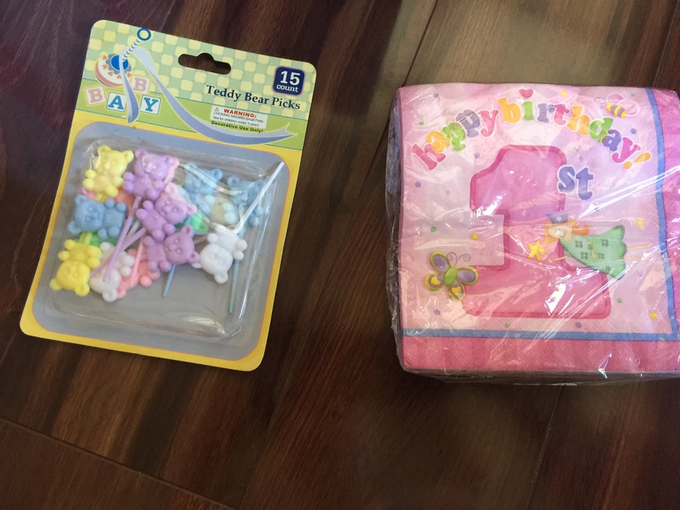 6 PC GIRLS 1ST FIRST BIRTHDAY PARTY SUPPLIES princess BALLOON CUPS NAPKINS SIGN - Image 3 of 4