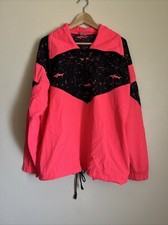 90s Maui & Sons Neon Pink Windbreaker Shark Pattern Small Made In USA See Notes