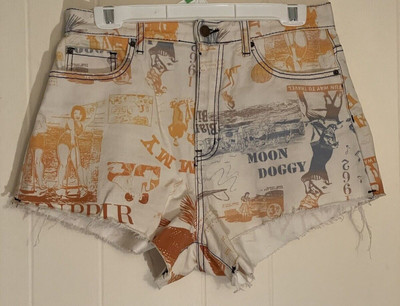 BDG by Urban Outfitters Womens Denim Shorts Raw Hem Multi Beachy Moondoggy Sz 30
