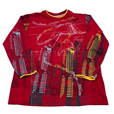 Vintage Paco Jeans Co Shirt Men s XL  Graphic Embroidery Paris Milan LA Chicago