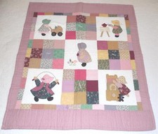 Vintage HOLLY HOBBIE Handmade Cotton Quilt - 34 in by 37 1/2 in