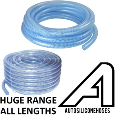 AUTOSILICONEHOSES PVC HOSE Clear Flexible Reinforced Braided - Food Grade OIL or WATER Tube Pipe