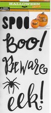 Halloween Spooky Boo Beware Eek Spider Black Glitter Word stickers