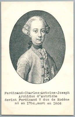 Ferdinand V. von Ostösterreich, Prinz Ungarn Böhmen, Herzog von Modena Postkarte Royalty