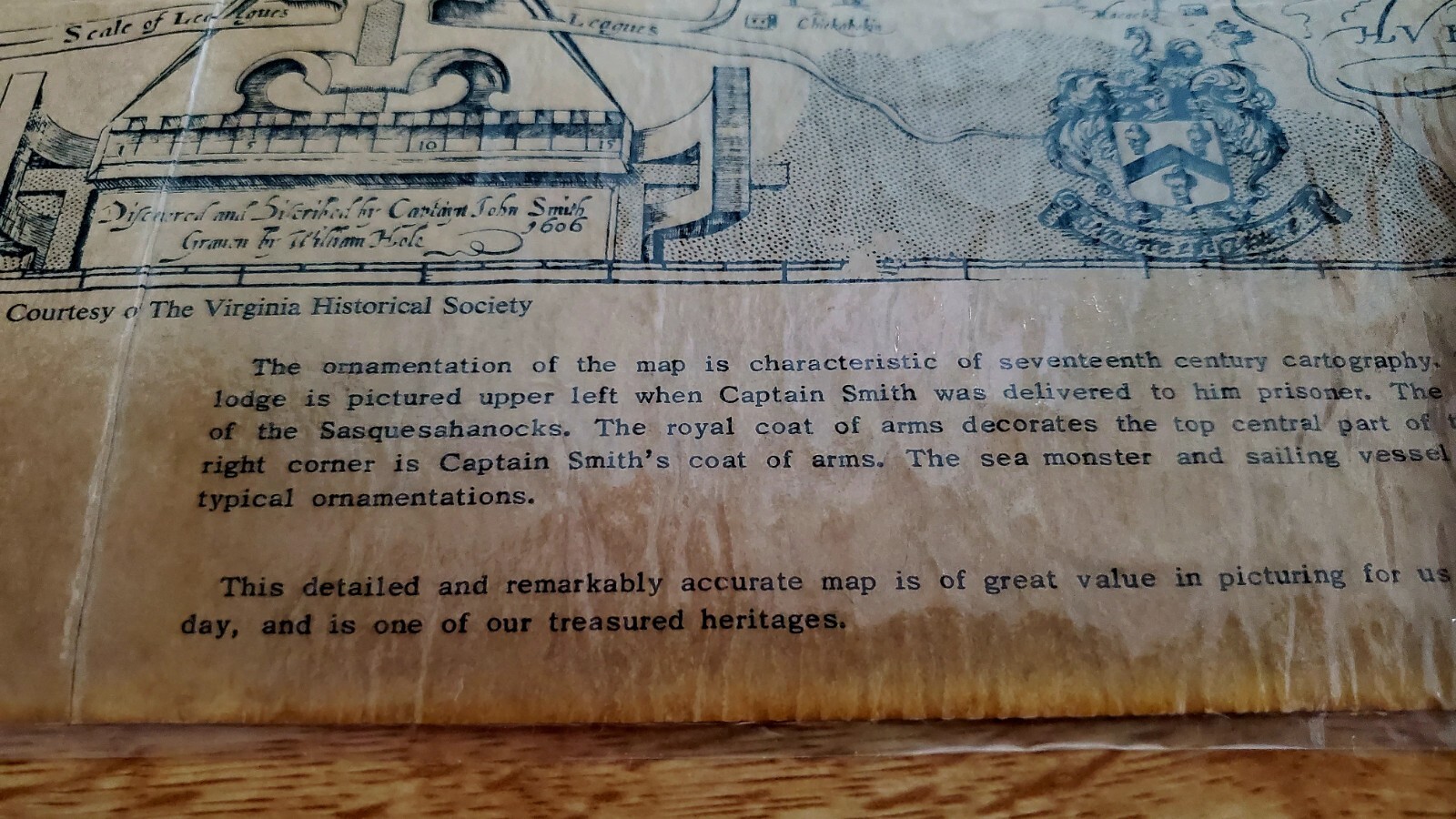 Antique Reproduction of 1612 Virginia Map Made by Virginia Historical Society