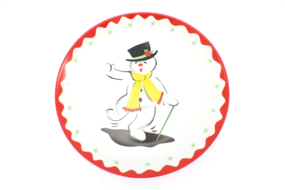 Boston Warehouse CANTANDO en la nieve juego de 4 platos de postre muñecos de nieve 6 1/2” Foto 4 de 4
