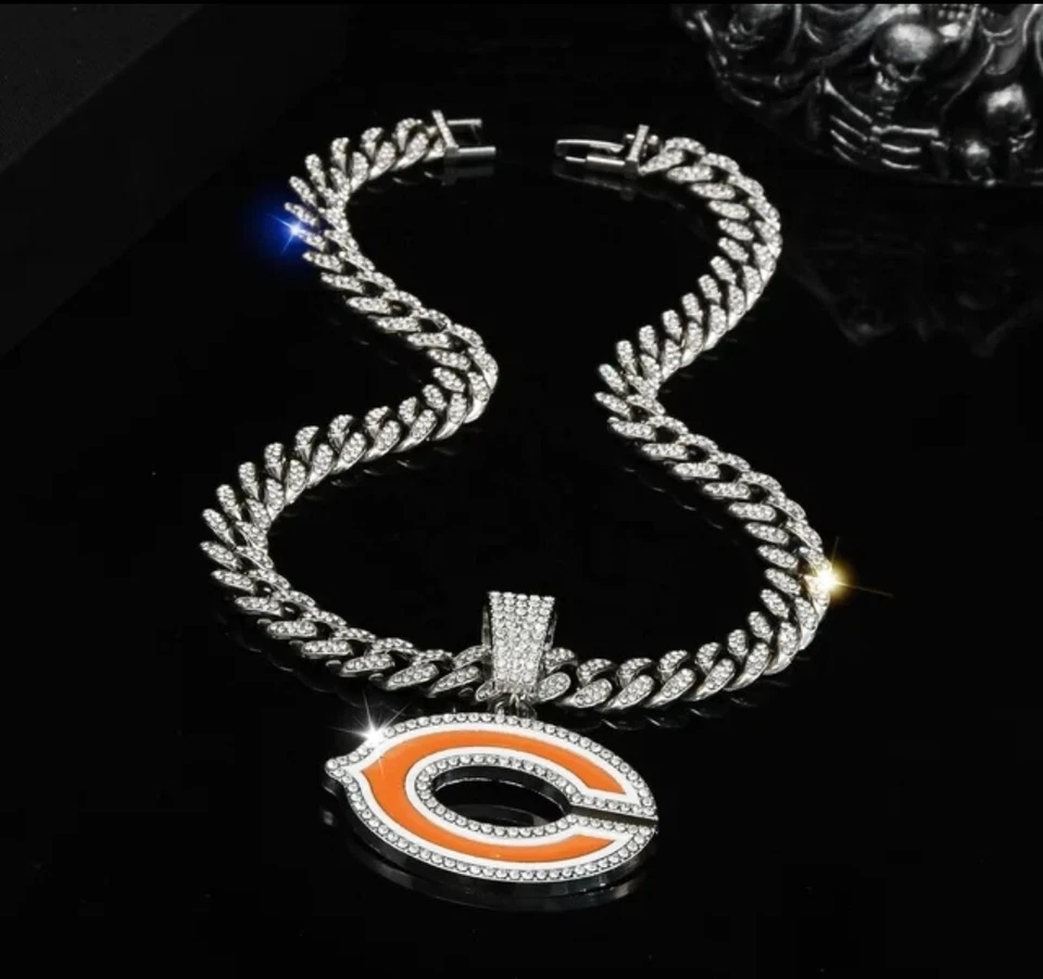 ЧИКАГО медведи драгоценный камень ожерелье серебро блестящий NFL футбол подвеска и 24» цепочка - Изображение 2 из 4