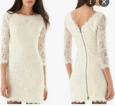 Diane von Furstenberg Womens Zarita Lace Dress in WHITE Size 6 | eBay