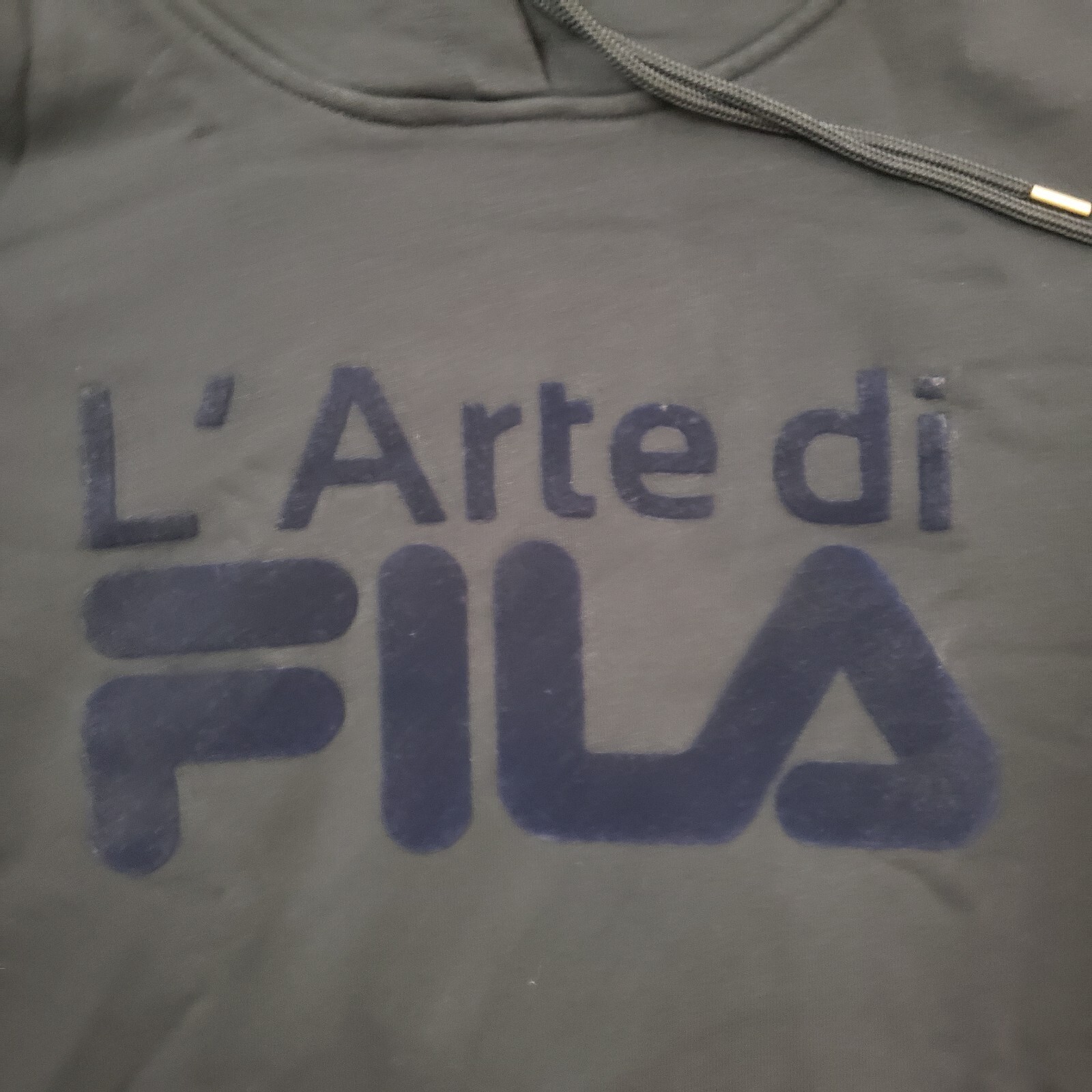 Maglione Fila donna L grande nero felpa con cappuccio manica lunga pullover calcio logo donna