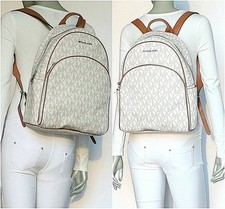 michael kors abbey large backpack black mk signature pvc leather