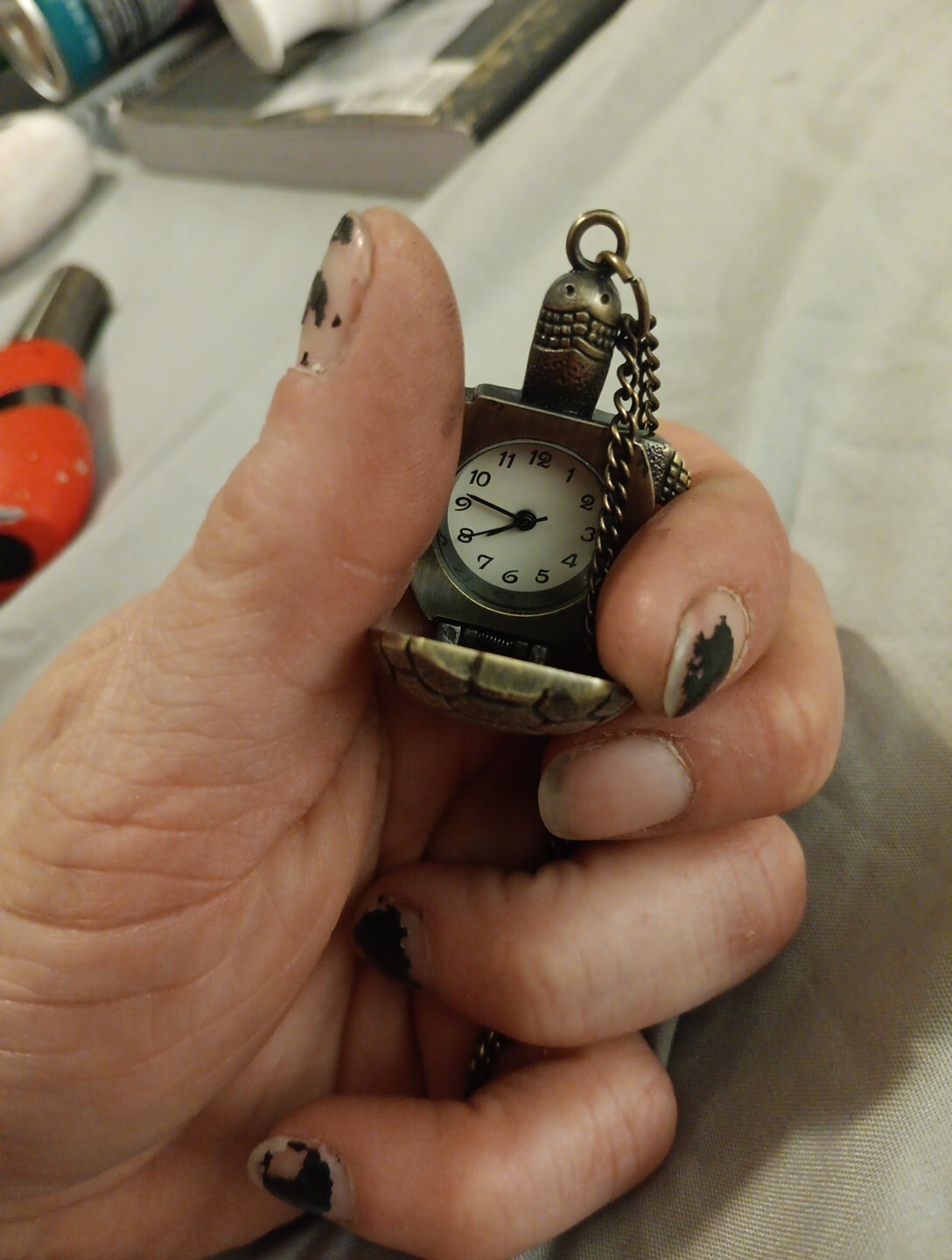 VERY UNIQUE CUTE TURTLE CLOCK PENDENT NECKLACE FR… - image 6