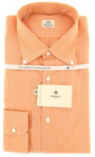 Luigi Borrelli Orange Check Cotton Shirt - Slim - 1918