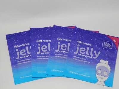 Clean & Clear Night Relaxing Jelly Eye Sheet Mask 0.63 oz  Lot of 4 - NEW