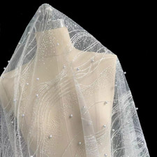 Spitze Mesh Stoff Durchscheinend Mit Glitzer Pailletten Party Hochzeit Deko DIY