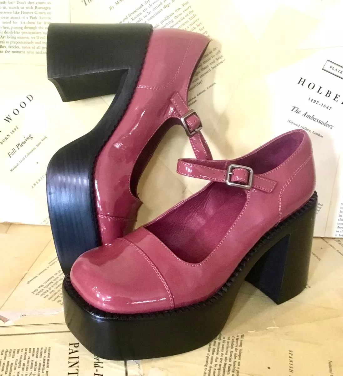 Pink patent store mary janes