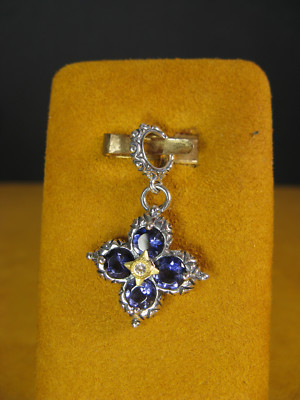BARBARA BIXBY BLUME CHARM IOLITH WEISSER TOPAS EDELSTEIN ANHÄNGER Geschenk