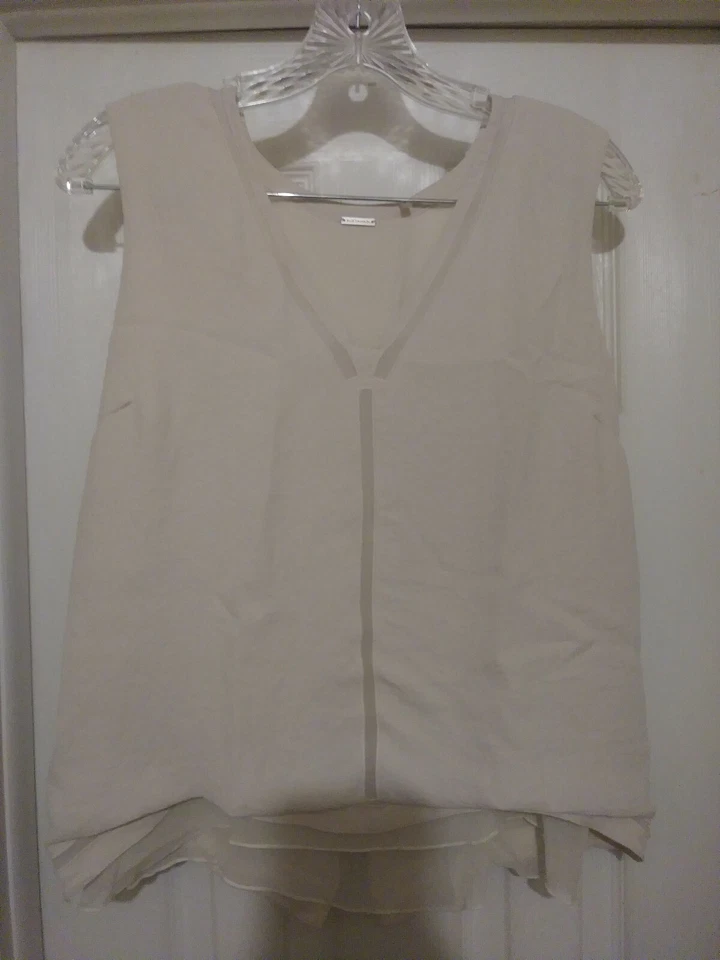 Top para mujer Elie Tahari rosa seda y poliéster 2 capas cuello en V sin mangas talla MED Foto 2 de 4