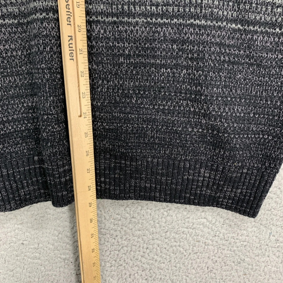 Men's Knit Sweater Black Gray Striped 1/2 Zip NWT Large Oversized By INC Grey - Image 3 of 4