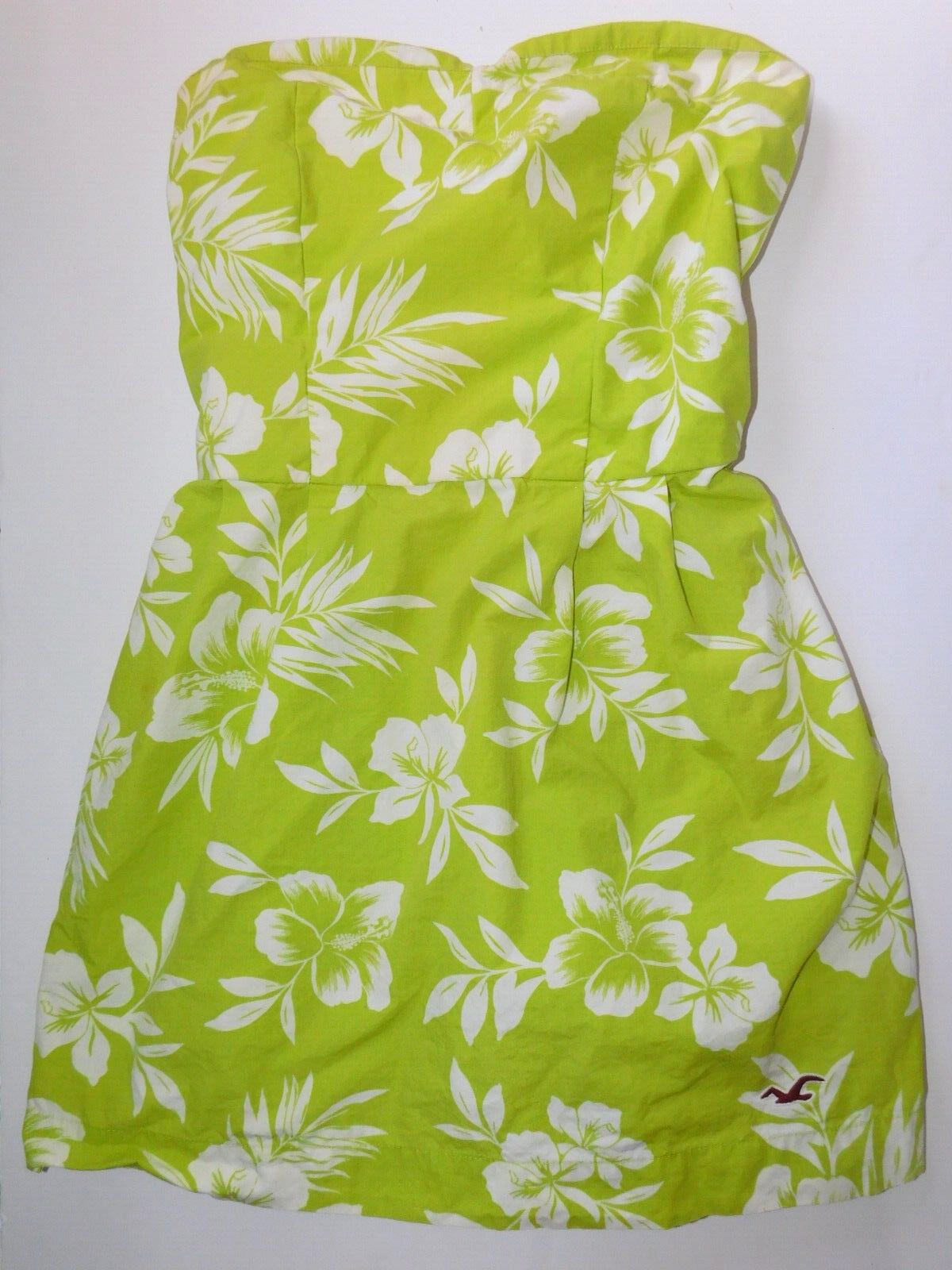 Hollister Strapless Floral Sundress in Green and White-image