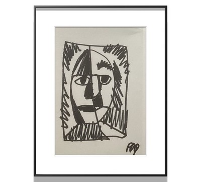 PDQ Artist Original Art Cubist Face Abstraction Realistic Marker Ink 4x6 Drawing